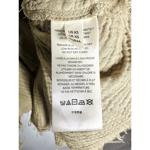 Free People Dallas Henley Top Native Land Size XS Oversized Mixed Media Ruffle - Picture 15 of 15